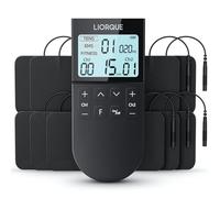 LIORQUE Elettrostimolatore Muscolare TENS/EMS/FITNESS 3 in 1, 50 modalità, 10 pezzi di elettrodi TENS, 16 livelli di intensità per alleviare il dolore