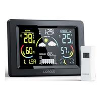 LIORQUE Stazione Meteo con Sensore Esterno, Display a colori LCD VA, Stazione Meteo con Sveglia, Fase Lunare, Previsioni Meteo, Data,Retroilluminazione Regolabile, Igrometro