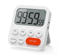 LIORQUE Timer da Cucina Digitale, Timer Multifunzione con Funzione Orologio, 3 Livelli di Volume, Schienale Magnetico, Supporto Pieghevole, per Cucinare, Uovo, Palestra,Studio, Lavoro