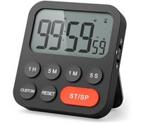 LIORQUE Timer da Cucina Digitale, Timer Multifunzione con Funzione Orologio, 3 Livelli di Volume, Schienale Magnetico, Supporto Pieghevole, per Cucinare, Uovo, Palestra,Studio, Lavoro-Nero