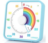 LIORQUE Timer visivo da 19 cm, Grande Conto Alla Rovescia di 60 minuti con Pausa Silenziosa, per Bambini e Adulti, Cucina, Scuola, Ufficio (Arcobaleno)