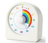 LIORQUE Timer Visivo per Bambini Ricaricabile con Funzione di Pausa, Supporto Acustico e Muto, Timer per Bambini con Custodia in Silicone, Adatto per Cucina, Sala da Pranzo, Riunioni - Bianco
