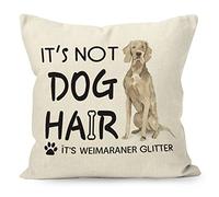 Liosei Weimaraner - Federa per cuscino in cotone e lino, con scritta divertente in lingua inglese "It's Not Dog Hair It's Weimaraner", con glitter, decorazione per casa, camera da letto, divano, 45 x