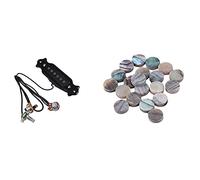 liovitor Pickup acustico magnetico per chitarra, nero, con 20 inserti in abalone paua verde, 6 mm, per chitarra, ukulele, banjo maker