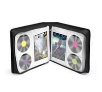 LIOVODE Custodia per DVD con 200 DVD e 100 libretti, per CD/Blu-ray, con inserti per libretto, supporto per media organizer, colore nero, per auto (capacità 200)