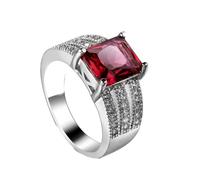 LIOYSIUT Anello in argento Sterling 925 lucido con diamanti rossi alla moda anello con zirconia cubica anello a più file di diamanti di zirconia cubica anello di fidanzamento eterno anello nuziale