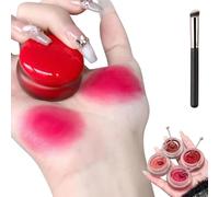 Lip and Cheek Blurry Pudding Pot, 2-in-1 Applicator Korean Pudding Pot Makeup, Multi-Use Glowy Blush/Lip Pot, K-Beauty Must-Have, Touch Up Kit (D)