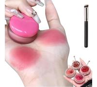 Lip and Cheek Blurry Pudding Pot, 2-in-1 Applicator Korean Pudding Pot Makeup, Multi-Use Glowy Blush/Lip Pot, K-Beauty Must-Have, Touch Up Kit (E)