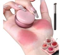 Lip and Cheek Blurry Pudding Pot, 2-in-1 Applicator Korean Pudding Pot Makeup, Multi-Use Glowy Blush/Lip Pot, K-Beauty Must-Have, Touch Up Kit (A)
