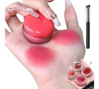 Lip and Cheek Blurry Pudding Pot, 2-in-1 Applicator Korean Pudding Pot Makeup, Multi-Use Glowy Blush/Lip Pot, K-Beauty Must-Have, Touch Up Kit (F)