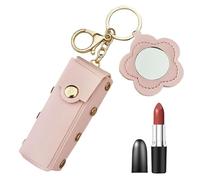 Lip Balm Holder Keychain, Compact Lipstick Storage for Travel with PU Leather, Mini Makeup Organizer with Key Ring for Women Girls Portable Cosmetic Holder 16,5 cm Casual Color