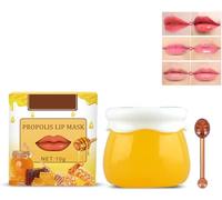 Lip Balm Honey Pot, Honey & Strawberry Day and Night Repair Lip Sleeping Masks Honey Lip Balm,Fade Lip Lines Bee Balm Lip Balm,Hydrating & Prevention Dry (Yellow)
