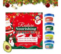 Lip Balm Set - 4-Piece Christmas Moisturizing Non-Greasy Cream | Enriched With Natural Oils For Deep Hydration, Smooth, Nourished Lips For Dry, Cracked, Chapped Use By Girls, Men, Travel, Daily, Overn