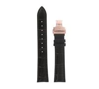 Lip Cinturino per orologio in pelle marrone a forma di coccodrillo, fibbia rosa, 18 mm