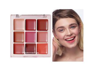 Lip Color Palette - Set di 9 colori opaco, Moisturizing Non-Sticky Cosmetic | Waterproof Long-Lasting Palette For Girls, Special Occasions, Party, Professional Makeup, Studio, Stage