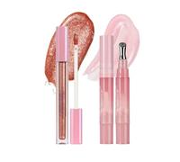 Lip Gloss Glitter - Moisturizing Lipstick, Long Lasting Shimmery Cosmetic, Non Sticky Tint Makeup | Shiny Plumper Stain Home Travel Day Night Party Wedding Summer Winter Fall Offices Date Daily