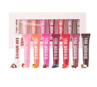Lip Gloss Liquido - Lip Gloss Aromatizzato Alla Frutta | Confezione di 8 oli nutrienti a lungo termine, Kit Trucco Fruttato Idratante, Rossetto Liquido Infuso Di Vitami