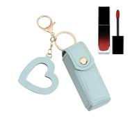 Lip Gloss Organizer, Small Beauty Storage Kit, Zippered PU Pouch with Decorative Pendant Detail System, Portable Cosmetic Case Set, Cute Stylish Design Finish, Travel Use for Daily Makeup, azzurro, Se