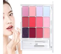 Lip Gloss Palette, 12 Colors Shine Tint Hydrating Mouth, Compact Moisturizing Color Lipstick Makeup, for Women, Girls, Perfect for Daily Wear and Lips