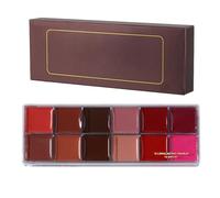 Lip Gloss Palette, Matte Cream Lipstick Makeup Color, Cosmetic Lipgloss Set, Sturdy Compact Design Potable Long Wear Makeup for Wife, Daughter, Mom, Gift Use