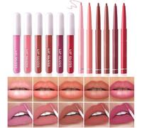 Lip Liner and Lipstick Combo, Long Lasting Liquid Lipstick Set, Matte Plumping Lip Liner Pen, 6 Lip Liners + 6 Lipsticks Set, 6 Lip Liner, Lip Liner Set With Lipstick, 6 Lipsticks For Lip Beauty