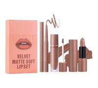 Lip Liner and Lipstick Set, Matte Lipstick Lip Gloss, 3X Lip Liner Set, Velvet Lipstick Lip Color, Smooth Application Lip Products, Versatile Lip Color Collection, Lip Definer and Color for Women