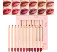 Lip Liner Pen Set - 12 Color Long Lasting Lip Crayon | Matte Lips Liner