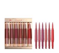 Lip Liner Set, Matte Lipstick Kit, Velvet Finish Stain, Waterproof End Design, Compact Cosmetic Pack, Daily Use or Travel Accessory, 6 pezzi a 1,6 g+0,15 g Each