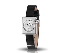 Lip Mach 2000 Mini Square Orologio Donna Acciaio Pelle Nero 671171, argento, Cinghia