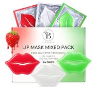 Lip Mask Milk Aloe Strawberry Set Maschere Labbra 24 Pezzi, Vera, Masque | Latte e Fragola, Maschera Idratante, Antirughe e Anti-età per Donne, Cura della Pelle per San Valentino