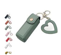 Lip Oil Keychain - Mirror & Oil 2-in-1, cordialk Mini Lipstick Holder Keychain with Mirror, Travel Lip Balm Storage Case (green)
