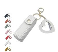 Lip Oil Keychain - Mirror & Oil 2-in-1, cordialk Mini Lipstick Holder Keychain with Mirror, Travel Lip Balm Storage Case (white)