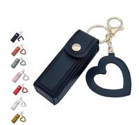 Lip Oil Keychain - Mirror & Oil 2-in-1, cordialk Mini Lipstick Holder Keychain with Mirror, Travel Lip Balm Storage Case (black)