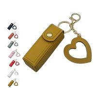 Lip Oil Keychain - Mirror & Oil 2-in-1, cordialk Mini Lipstick Holder Keychain with Mirror, Travel Lip Balm Storage Case (yellow)