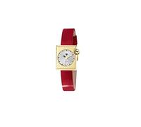 LIP Orologio da donna 671186 Mach 2000 Mini Square Placca Oro e Pelle Rosso, Cinghia