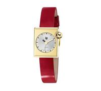 Lip Orologio Mach 2000 - Mini Square, quadrante dorato, in pelle rossa liscia, Retrò