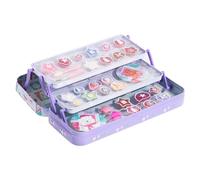 Lip Smacker 3-Tier Lip & Face Tin Gift Set, Set di Trucchi Bambina a 3 Livelli, per Labbra e Viso con Lucidalabbra, Ombretti, Accessori per i Capelli e Applicatori, Gusti e Tonalità per Bambini