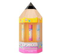 Lip Smacker, Back to School Collection, Pencil Box Lip Smacker Trio, 3 Pezzi Set Balsamo Labbra, Set Regalo a Tema "Ritorno a Scuola" in Simpatica onfezione a Forma di Matita, Burrocacao per Bambini