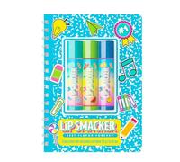 Lip Smacker, Back to School Collection, Spiral Notebook Lip Balm Trio, 3 Pezzi Set Balsamo Labbra con Quaderno a Spirale, Burrocacao per Bambini, Blu
