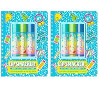 Lip Smacker, Back to School Collection, Spiral Notebook Lip Balm Trio, 3 Pezzi Set Balsamo Labbra con Quaderno a Spirale, Burrocacao per Bambini, Blu (Confezione da 2)