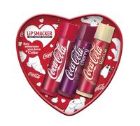 Lip Smacker Coca-Cola Heart Lip Balm Set, 3 Burrocacao per Bambini al Gusto Originale Coca-Cola, Formula Trasparente e Idratante