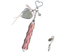 Lip stick Holder Stainless, Chic Lip Gloss Holder with Mirror, Lip Balm and Lipstick Storage Bag, Fashion Keychain Holder for Purse Accessories, A forma di cuore, taglia unica
