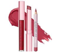 Lip Volume Hack T-Rio, Lunga Durata e Alto Pigmento, 1 Set, Set Combo Liner E Rossetto, Lucidalabbra Al Collagene, Aumenta L'Idratazione, Per Giorno Notte Feste Matrimoni Viaggi A Casa