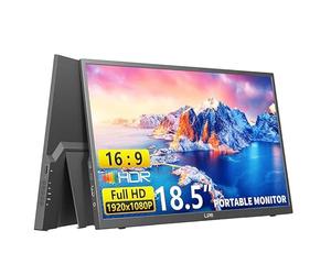 Lipa HDR-80 Monitor portatile Full HD da 18,5" - Schermo portatile - Schermo del computer - 100 Hz - HDMI - 2x USB C - Con custodia e cavalletto - Freesync - 1920 x 1080 pixel - Dual Speaker