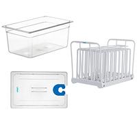 LIPAVI Sous Vide SYSTEM - Coperchio, contenitore e cornice - Cornice in policarbonato - Coperchio Multi-Fit - Bagnomaria 18L - Adatto alla maggior parte dei modelli ⌀70mm