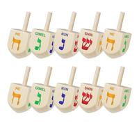 Lipfer 10 Pezzi di Dreidel in Legno di Medie Dimensioni, Confezione Sfusa, in Legno di Hanukkah, in Sacchetto con Chiusura a Zip, Divertente Gioco di Chanukah.