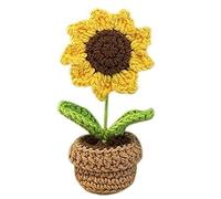 Lipfer Avvolgimento di Girasole Fatto a Mano all'Uncinetto a Maglia di Girasole Fatte a Mano di Cotone Fiori Artificiali Fiori Bouquet Decorazioni per Casa Floreale Fatte a Mano Regalo