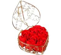 Lipfer Box Regalo di Fiori con Sapone Rosa, Fiori Artificiali per Sempre con Cesto di Ferro Placcato in Oro, Olio Essenziale Rosa Presente per Il Compleanno della per di