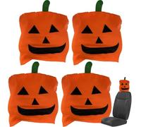 Lipfer Copri Poggiatesta per Auto Zucca 4 Pezzi Copri Poggiatesta per Auto di Halloween Simpatica Protezione per Poggiatesta per Seggiolino Auto Universale per Seggiolino Auto