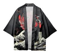 Lipfer Kimono da Uomo Streetwear Cardigan da Donna Cosplay Haori Yukata Top Abiti da Vestaglia Kimono Giapponese da Spiaggia con Stampa Sun Moon